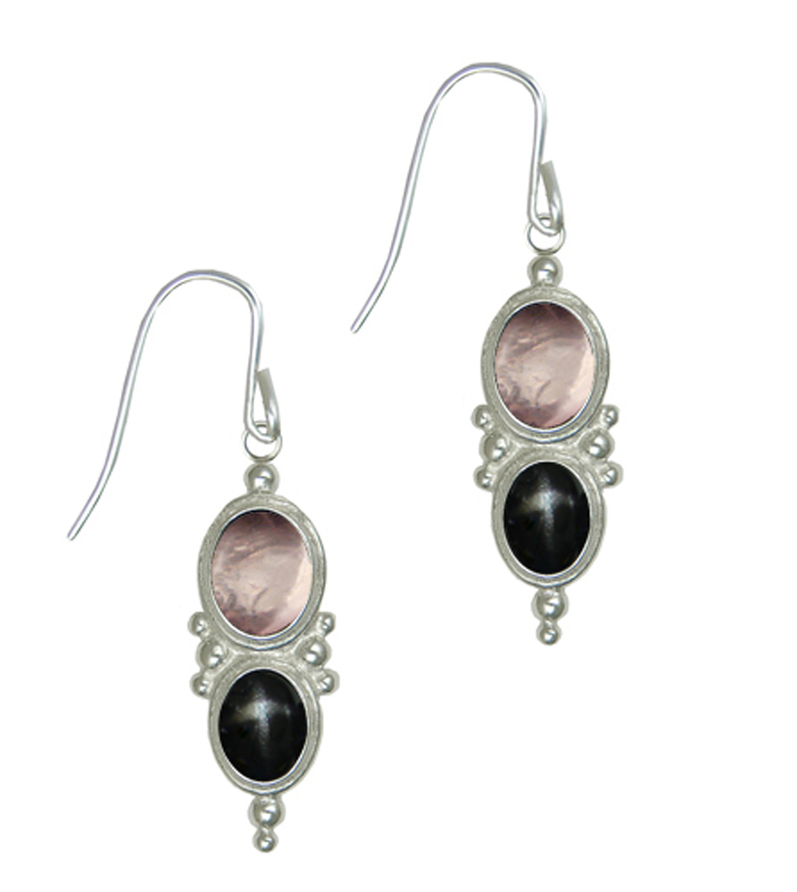 Sterling Silver Drop Dangle Earrings With Rose Quartz